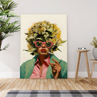 Afro Bloom Wall Art Painting, HD Canvas Print, Framed, Ready to Hang. (BOMWP01)