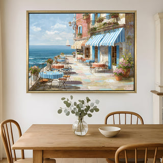 European Cityscape Wall Art, HD Canvas Print, Golden Floater Framed, Ready to Hang, (36 In x 48 In) (EURO-WA-65)