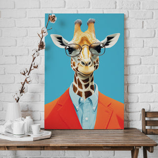 Giraffe with Sunglasses Wall Art Painting, HD Canvas Print, Framed, Ready to Hang. (POMA11)