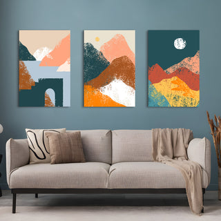 Set of 3 Abstract Mountain Art Prints ( WBWA72 )