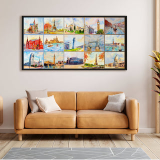 Landscapes Abstract Modern Art Large Canvas Paintings. Framed Digital Reprints of Famous and Vibrant Artwork (LDWA03)