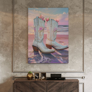 Maximalist Wall Art, Cowgirl Décor, HD Canvas Print, Framed, Ready to Hang. (POMA01)