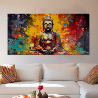 Lord Buddha Canvas Painting For Home Decor, Office walls and Hotels, Resorts Wall Decoration 24 inch x 48 inch (BDWA19)