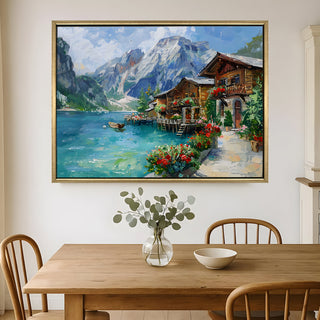 European Cityscape Wall Art, HD Canvas Print, Golden Floater Framed, Ready to Hang, (36 In x 48 In) (EURO-WA-81)