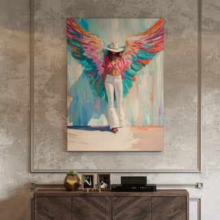 Angel Wings Creative Wall Art Painting, HD Canvas Print, Framed, Ready to Hang. (POMA10)