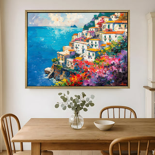 European Cityscape Wall Art, HD Canvas Print, Golden Floater Framed, Ready to Hang, (36 In x 48 In) (EURO-WA-73)