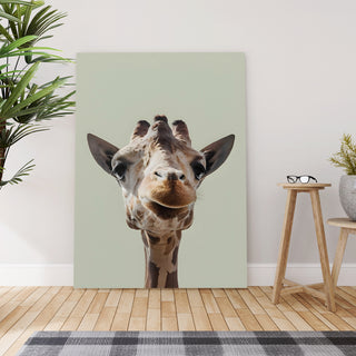 Cheeky Giraffe Wall Art Painting, HD Canvas Print, Framed, Ready to Hang. (ANIWA161)