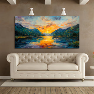 Sunrise Wall Art Painting, HD Canvas Print, Framed, Ready to Hang. (VASWA001)