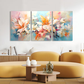 Abstract Floral Oil Painting, HD Canvas Print, Framed, Ready to Hang. (FLWA23)