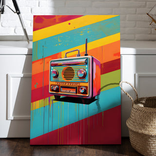 Retro Frequency – Color Pop Radio Wall Art, HD Canvas Print, Framed, Ready to Hang. (POMWA335)