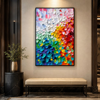 Color Bloom 3D Relief Texture Canvas Wall Art | Black Floater Frame (FLTXWA22)