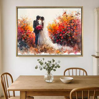 Romantic Couple Wall Art,HD Canvas Print with Premium Golden Floater Frame, Ready to Hang, (36 In x 48 In) (COUPLE-WA-19)