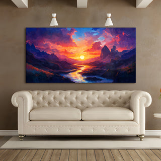 Framed Sunrise Canvas Reprint - Elegant Wall Art for Positive Energy and Tranquility. 24 inch x 48 Inch (VASWA004)