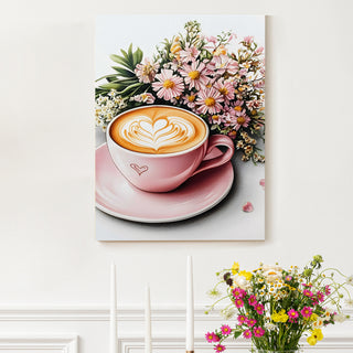 Blush Café Elegance Wall Art Painting, HD Canvas Print, Framed, Ready to Hang. (KTCWA70)