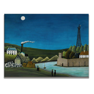 Bridge at Sèvres with the Eiffel Tower – Henri Rousseau Painting | HD Canvas Print | Ready to Hang | Wall Art for Bedroom, living room, Hallway (HRWA14)
