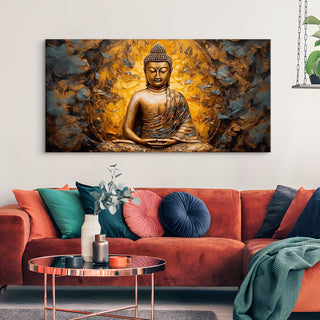 Lord Buddha Canvas Painting For Home Decor, Office walls and Hotels, Resorts Wall Decoration 24 inch x 48 inch (BDWA14)