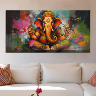 Lord Ganesha Canvas Painting Framed For Home Decor