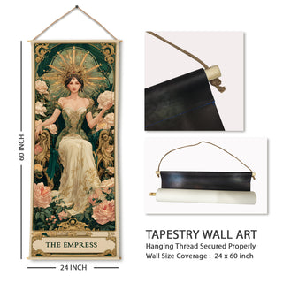 Empress Tarot Wall Hanging Tapestry, Thick fabric, HD Print, Ready to Hang Wall Décor. Size 24 In x 60 In. (TAROTTPS06)