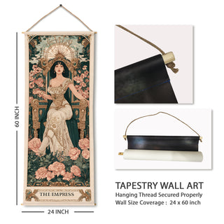 Empress Tarot Wall Hanging Tapestry, Thick fabric, HD Print, Ready to Hang Wall Décor. Size 24 In x 60 In. (TAROTTPS07)