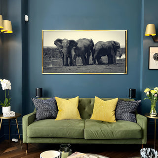 Amazing Wildlife Wall Art. Large Canvas Framed Digital Reprints of Jungle, Wildlife, Animals and Birds. Ready To Hang. Size:  24 Inch x 48 Inch (WBWA36) - Khirki.in 