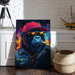 Ape Hustler Wall Art Painting, HD Canvas Print, Framed, Ready to Hang. (POMWA86)