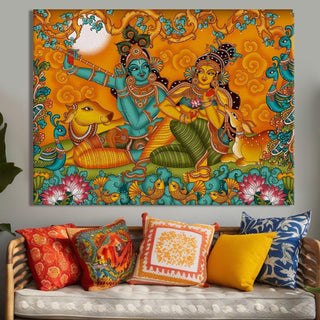 Indian Ethnic Kerala Mural Canvas Painting For Home and Office Wall Decoration