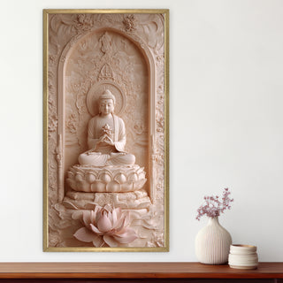 Buddha Meditation Portrait Wall Art, HD Canvas Print, Golden Box Framed, Ready to Hang, (48 In x 24 In) (BUDDHA-WA-36)