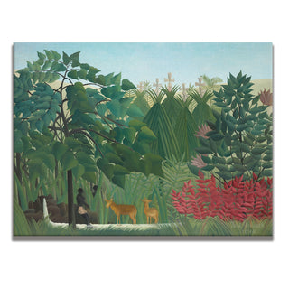 Equatorial Forest with Monkeys – Henri Rousseau Painting | HD Canvas Print | Ready to Hang | Wall Art for Bedroom, living room, Hallway (HRWA02)
