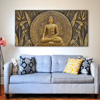 Lord Buddha Canvas Painting For Home Decor, Office walls and Hotels, Resorts Wall Decoration 24 inch x 48 inch (BDWA08)