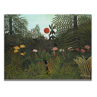 Jungle With Setting Sun – Henri Rousseau Painting | HD Canvas Print | Ready to Hang | Wall Art for Bedroom, living room, Hallway (HRWA03)