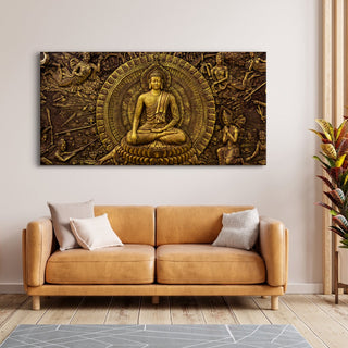 Lord Buddha Canvas Painting For Home Decor, Office walls and Hotels, Resorts Wall Decoration 24 inch x 48 inch (BDWA07)