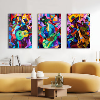 Group of Musicians, Abstract Art, HD Canvas Print, Framed, Ready to Hang. (MAWA25)