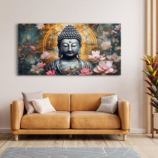 Lord Buddha Canvas Painting For Home Decor, Office walls and Hotels, Resorts Wall Decoration 24 inch x 48 inch (BDWA15)