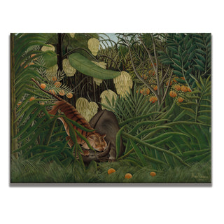 Fight Between a Tiger and a Buffalo – Henri Rousseau Painting | HD Canvas Print | Ready to Hang | Wall Art for Bedroom, living room, Hallway (HRWA15)