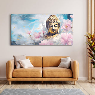 Lord Buddha Canvas Painting For Home Decor, Office walls and Hotels, Resorts Wall Decoration 24 inch x 48 inch (BDWA16)