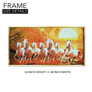 Seven Running Horses Vastu Canvas Paintings Framed For Living Room Wall Decoration (VAWA02)