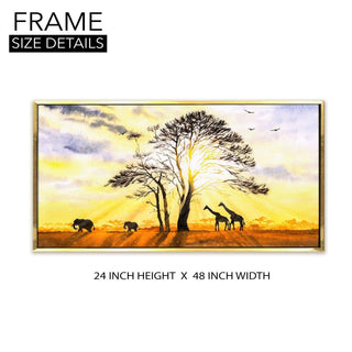 Amazing Wildlife Wall Art. Large Canvas Framed Digital Reprints of Jungle, Wildlife, Animals and Birds. Ready To Hang. Size:  24 Inch x 48 Inch (WBWA42) - Khirki.in 