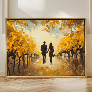 Romantic Couple Wall Art,HD Canvas Print with Premium Golden Floater Frame, Ready to Hang, (36 In x 48 In) (COUPLE-WA-17)