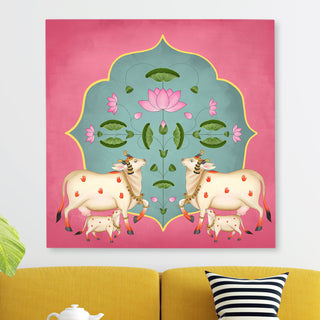 Indian Traditional Pichwai Wall Art Canvas Painting For Home Decor (PWA27).