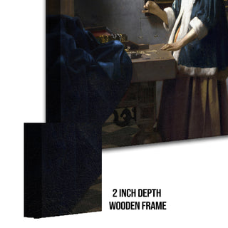 Woman Holding a Balance – Johannes Vermeer Painting | HD Canvas Print | Ready to Hang | Wall Art for Bedroom, living room, Hallway (JVWA08)