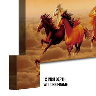 Seven Running Horses Vastu Canvas Paintings Framed For Living Room Wall Decoration (VAWA41).