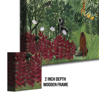 Monkeys in the Jungle – Henri Rousseau Painting | HD Canvas Print | Ready to Hang | Wall Art for Bedroom, living room, Hallway (HRWA01)