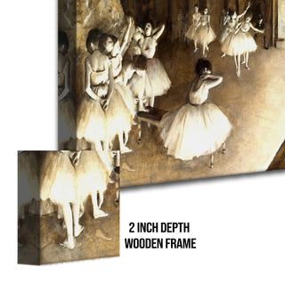 Ballet Rehearsal on Stage by Edgar Degas Painting | HD Canvas Print | Ready to Hang | Wall Art for Bedroom, living room, Hallway (EDWA02)