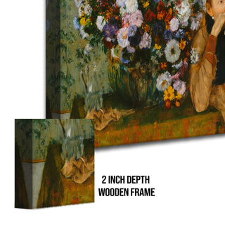 Woman Beside a Bouquet by Edgar Degas Painting | HD Canvas Print | Ready to Hang | Wall Art for Bedroom, living room, Hallway (EDWA03)