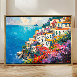 European Cityscape Wall Art, HD Canvas Print, Golden Floater Framed, Ready to Hang, (36 In x 48 In) (EURO-WA-73)