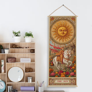 Indian Sun Tarot Wall Hanging Tapestry, Thick fabric, HD Print, Ready to Hang Wall Décor. Size 24 In x 60 In (TAROTTPS01)