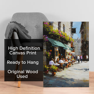 European Street Cafe Wall Art, HD Canvas Print, Framed, Ready to Hang. (KITWA053)