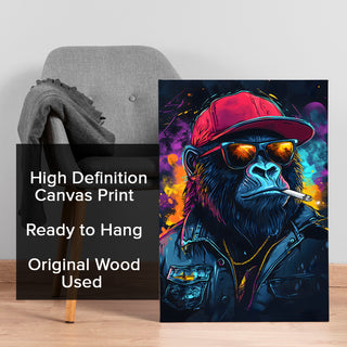 Ape Hustler Wall Art Painting, HD Canvas Print, Framed, Ready to Hang. (POMWA86)