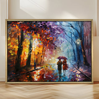 Romantic Couple Wall Art,HD Canvas Print with Premium Golden Floater Frame, Ready to Hang, (36 In x 48 In) (COUPLE-WA-16)