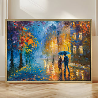 Romantic Couple Wall Art,HD Canvas Print with Premium Golden Floater Frame, Ready to Hang, (36 In x 48 In) (COUPLE-WA-15)